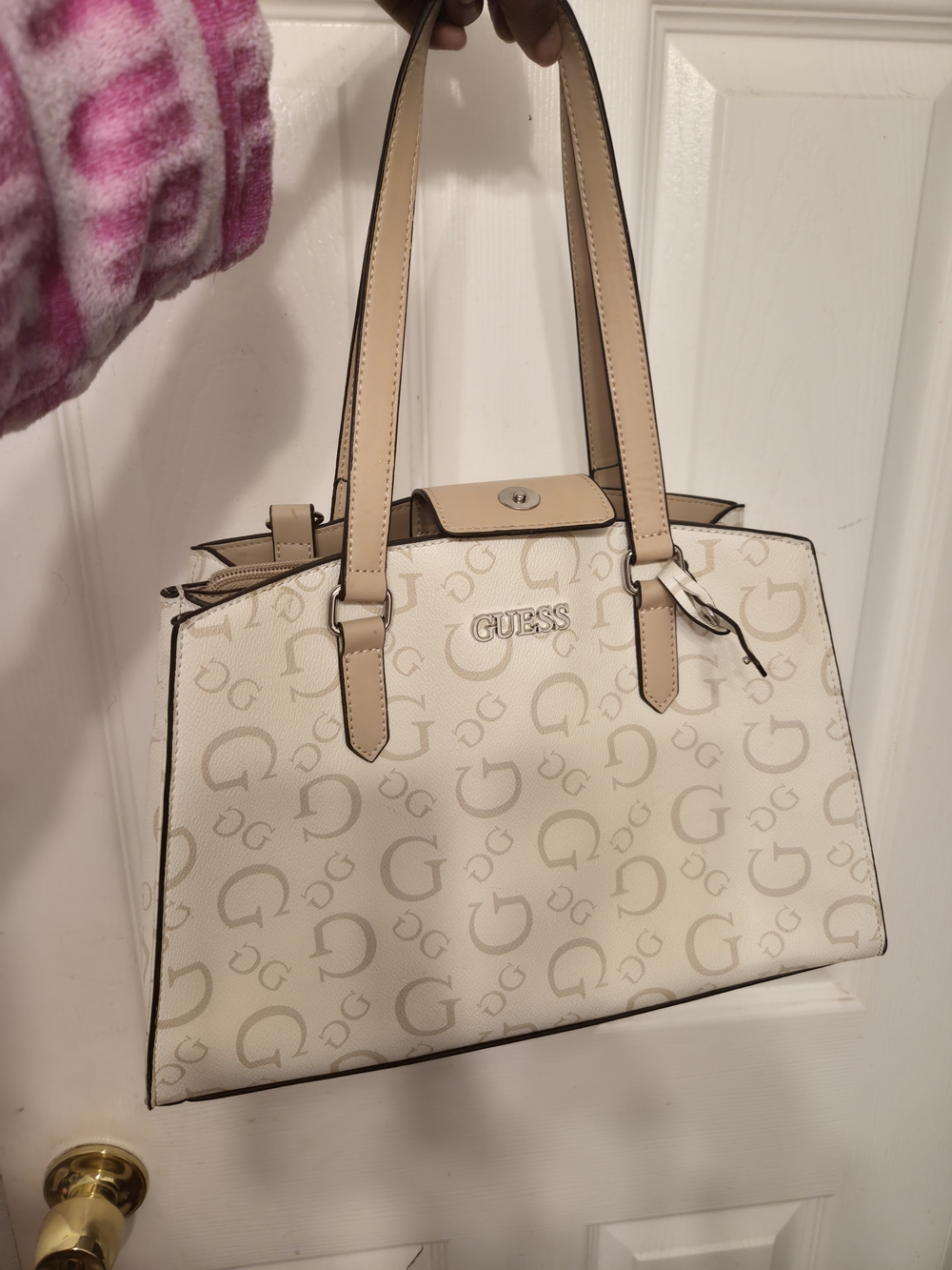 GUESS Cream Tote Bag with Beige Accents